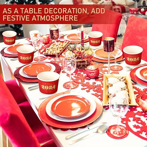 Miniatura 5 de Nuanchu Paquete de 100 tazas de aperitivos de Año Nuevo chino, 9 onzas, cuencos de papel de Año Nuevo Lunar para aperitivos Año del Dragón, cuencos