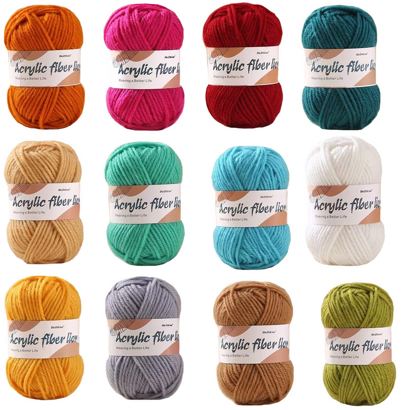 12x25g Crochet Yarn Acrylic Wool Knitting Yarn Set,Knitting Wool forCrochet