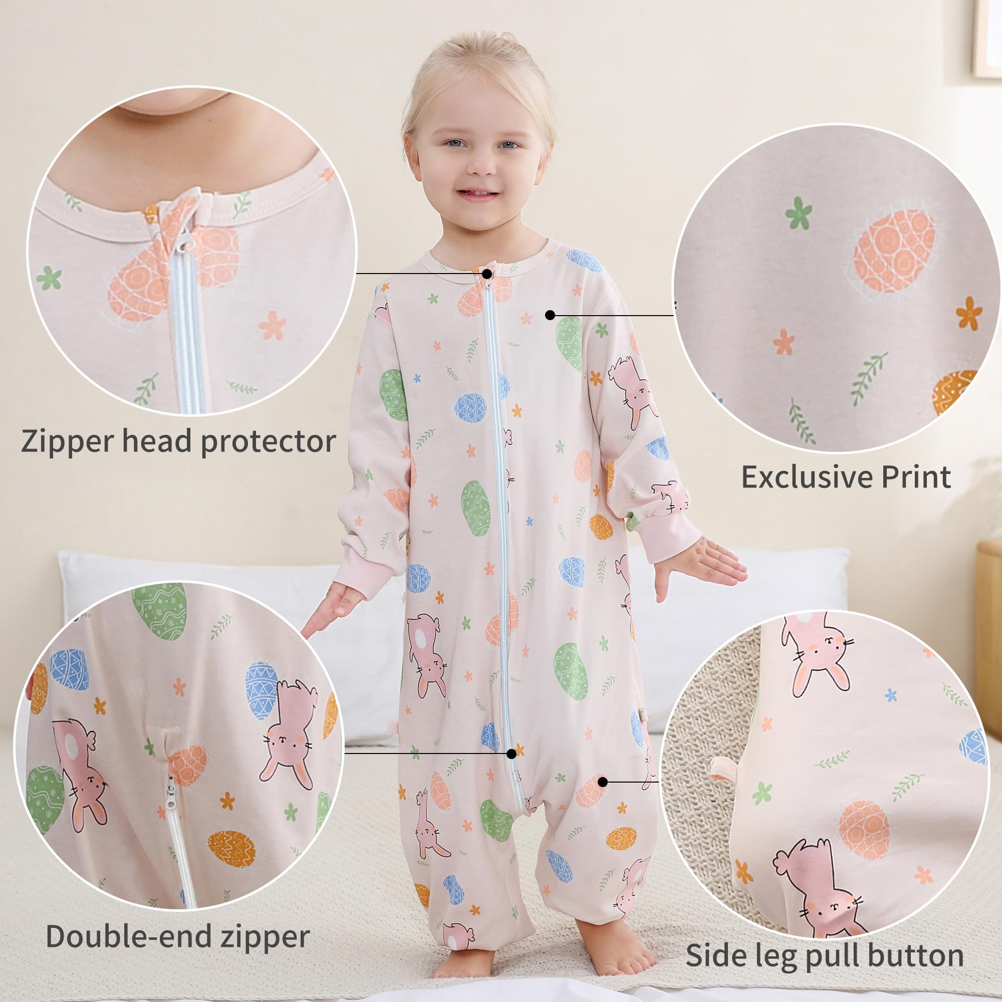 HAHASHOW Bebe gigoteuse avec jambes, Unisexe Manche Longue L'été Coton gigoteuse a pied, Bebe Pyjama Garcon Vetement Enfant Naissance Cadeau 18-24 Mois