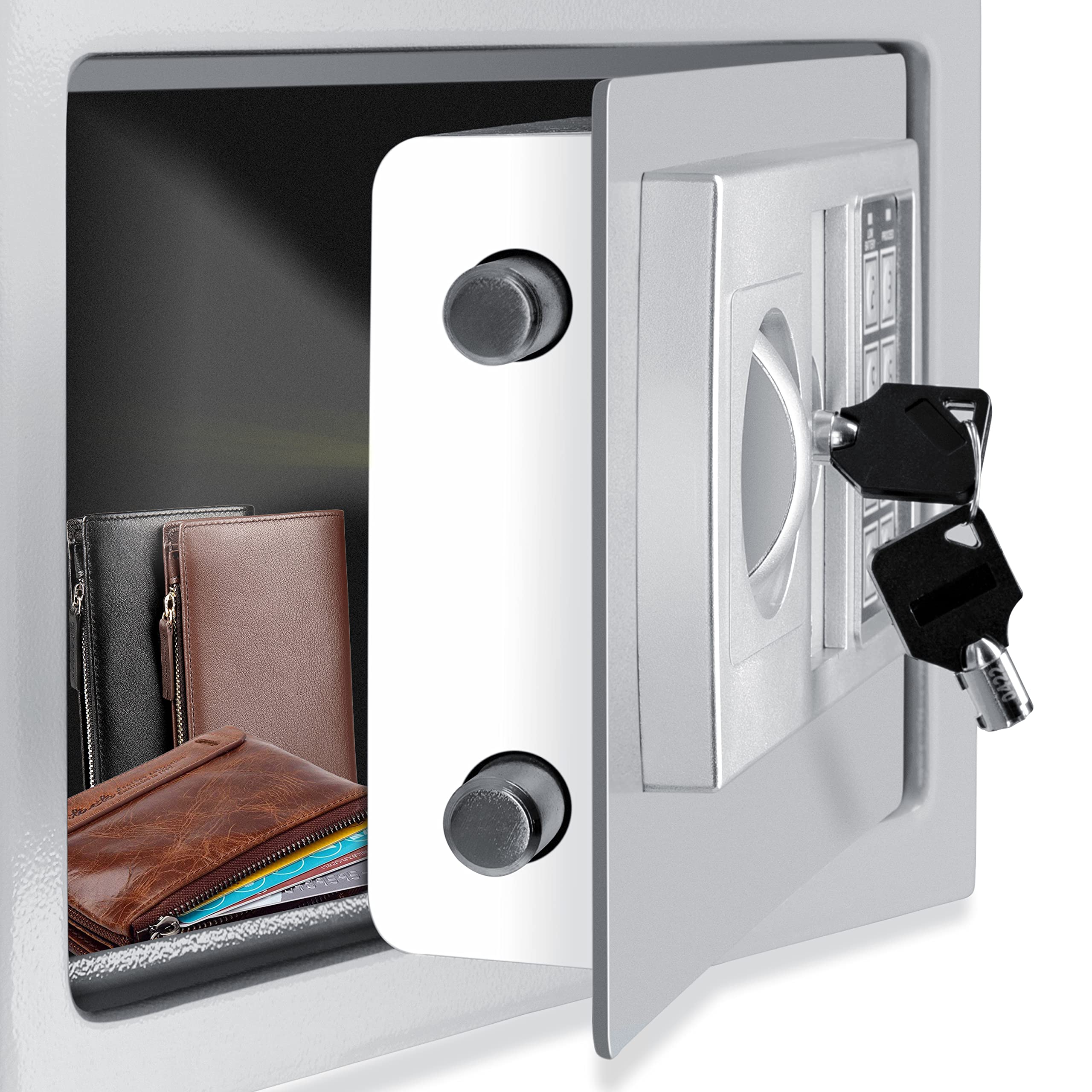 KESSER® Cassaforte Safe Serratura a combinazione elettronica 31x20x20 cm Display a LED Cilindri in acciaio, bianco