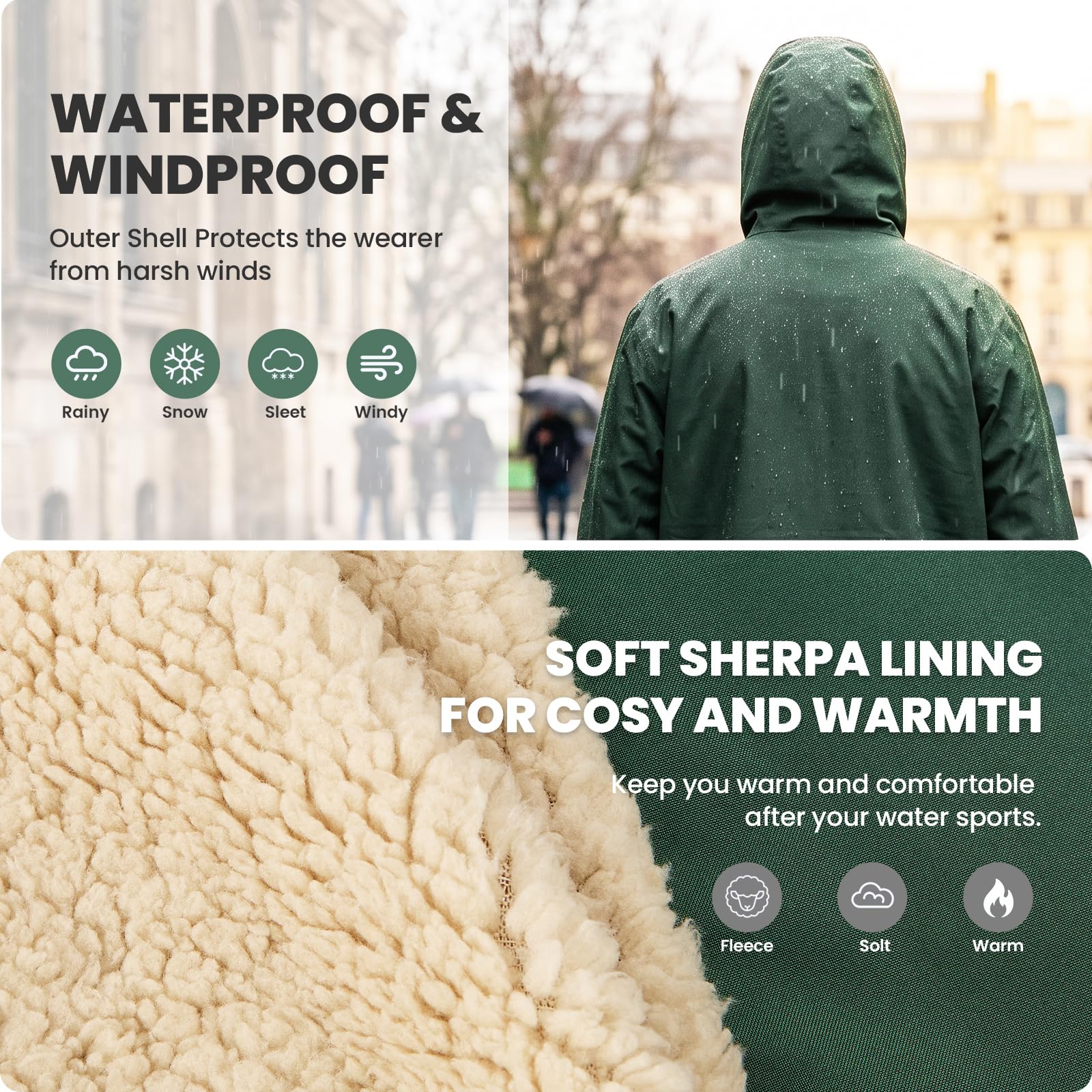 Parka de natación impermeable para niños, jóvenes y adultos