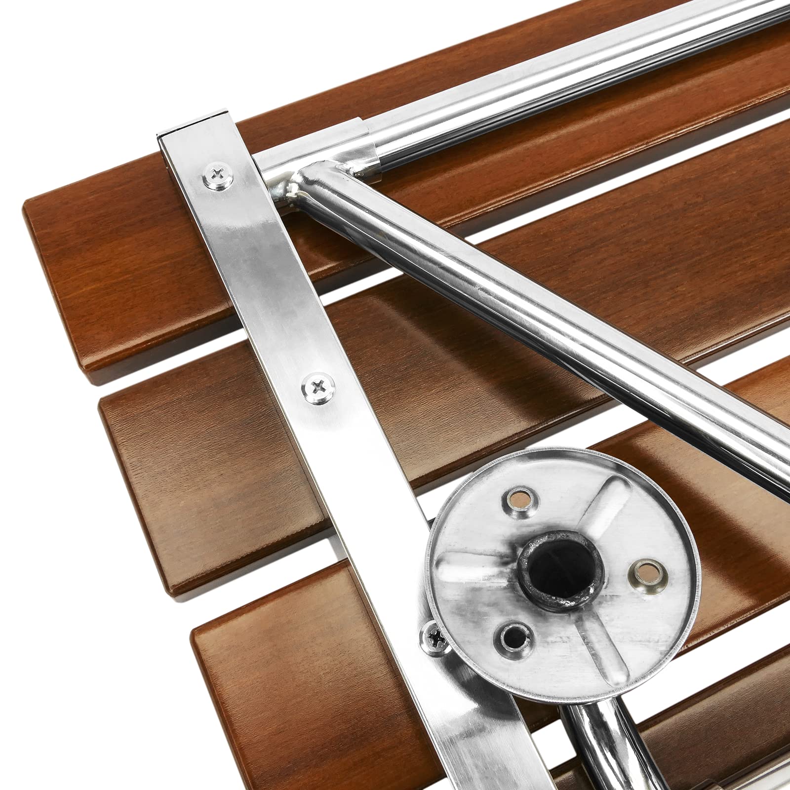PrimeMatik - Asiento de Ducha abatible. Silla Plegable para Ancianos de Madera Tropical y Aluminio 900x338mm