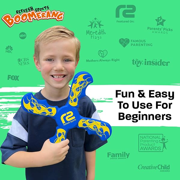 Fun Boomerang for Kids - Soft & Easy to Use - Outdoor Toys for Kids or Adults - Best Gifts for 6 7 8 9 10 Year Old Boys & Girls + 2026 Top Toys for Boys Age 8-12 - Fun Outdoor Toy for Boy Gift Ideas - 1