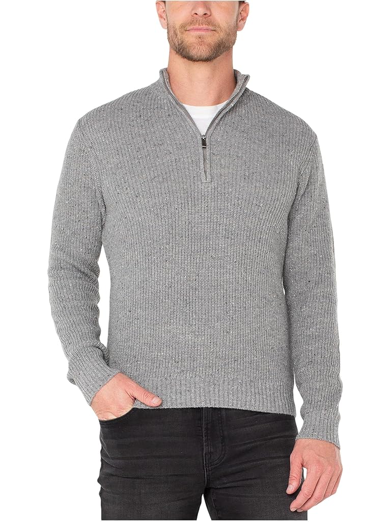 Gray Liverpool Los Angeles Donegal Rib 1/4 Zip Sweater