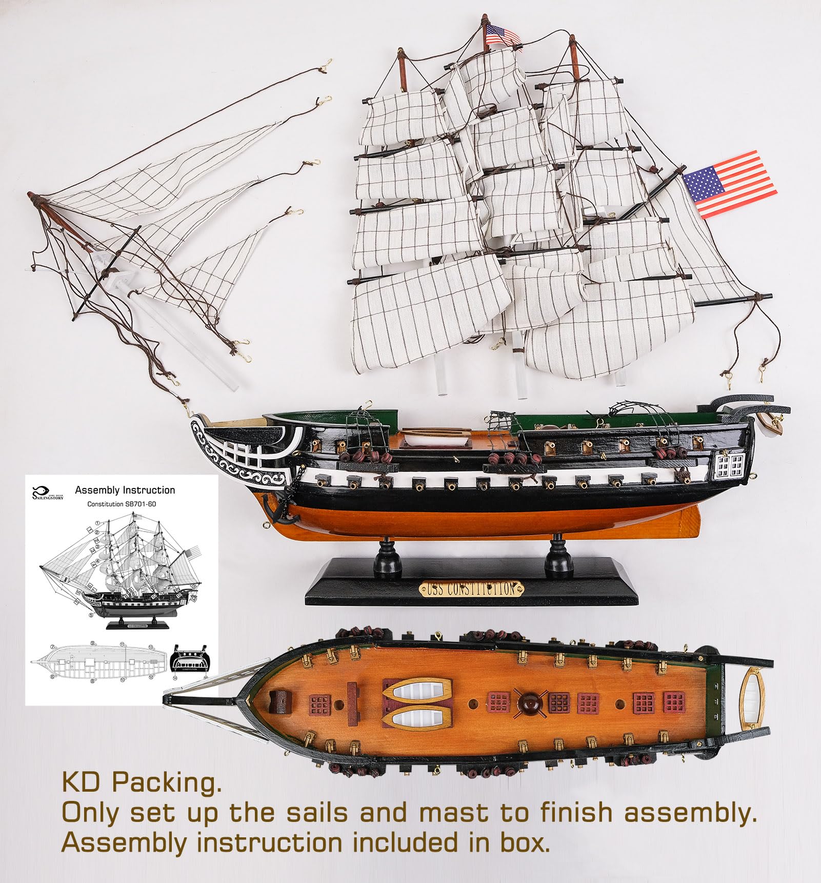 Amazon | SAILINGSTORY 木製模型船 USS 憲法 1/150スケール レプリカ