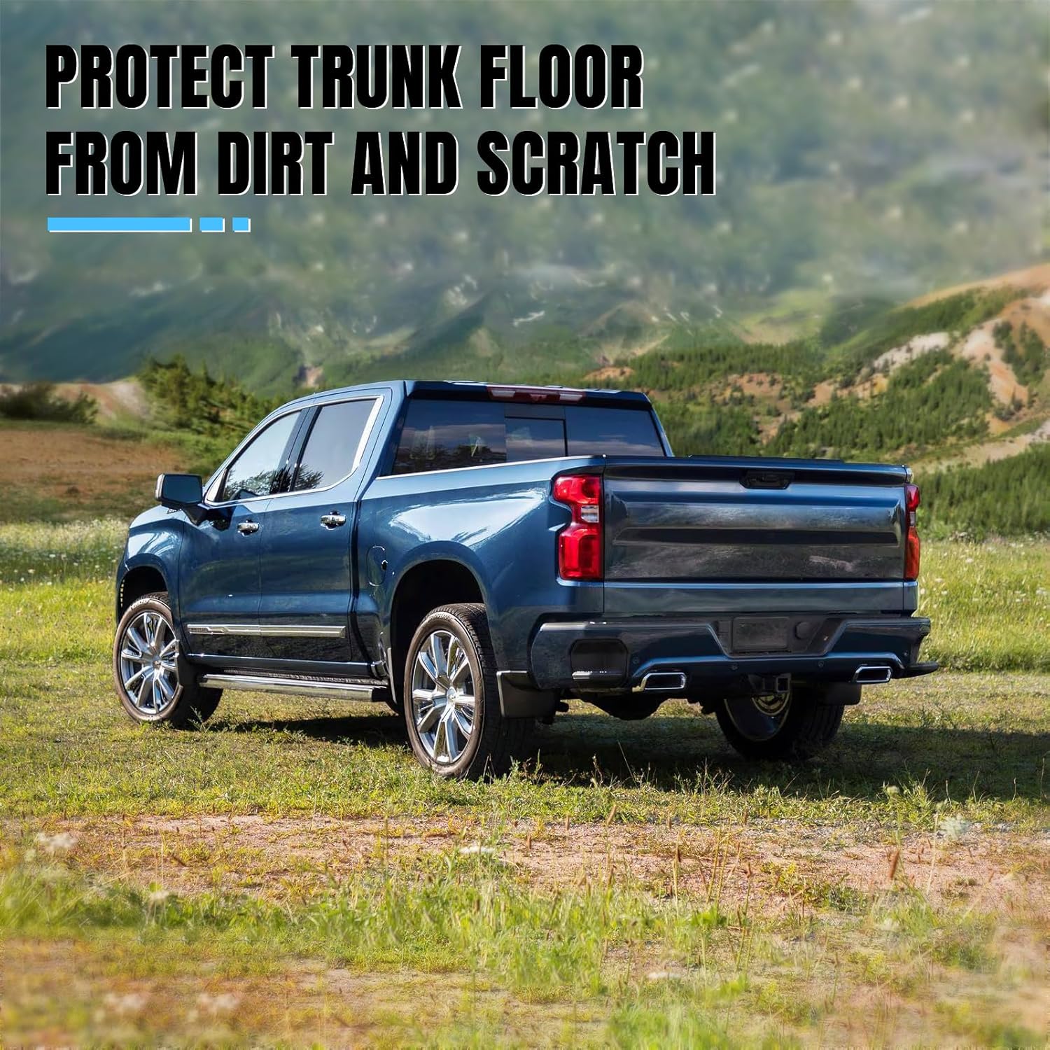 FREEMOTOR802® 3D TPE Pickup Truck Bed Mat, Compatible with 2019-2024 Chevrolet Silverado/GMC Sierra 1500 Crew Cab 5.8Ft Short Bed, All Weather Black Rear Trunk Cargo Floor Liner Protector Guard Cover