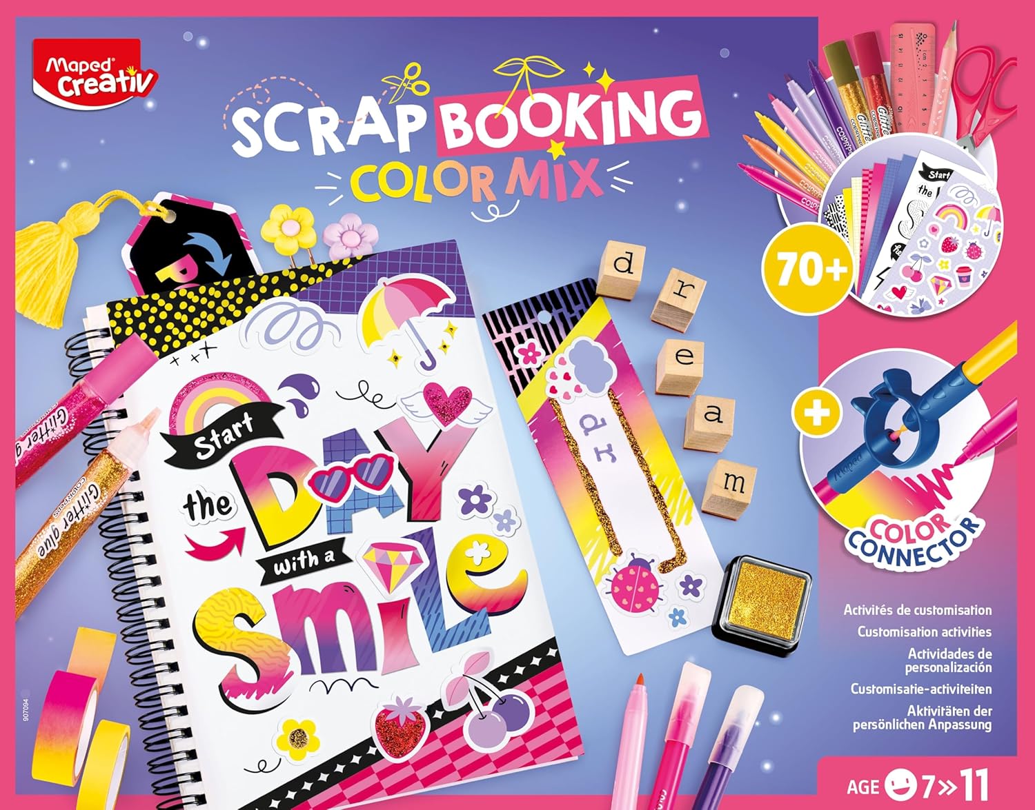 Maped Creativ Scrapbooking Complete Activity Kit with 70 Maped Accessories and Materials, Including 1 Notebook and 3 Bookmarks for Ages 7 and Above