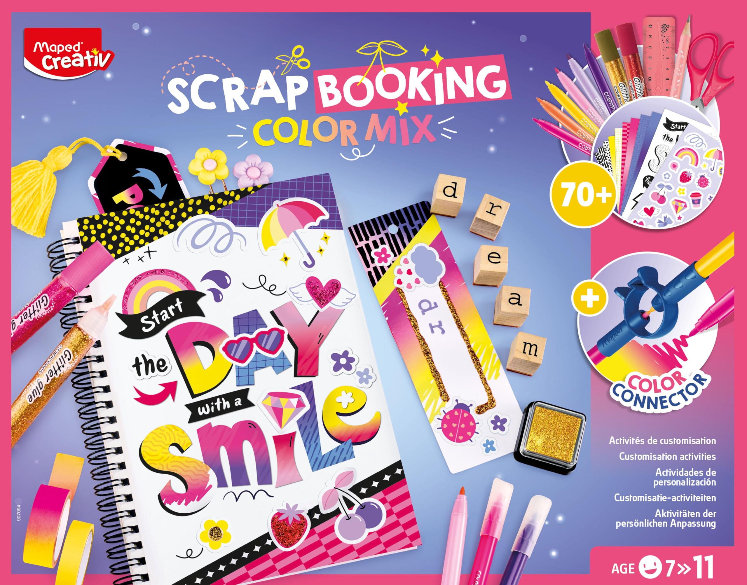 Maped Creativ - Scrapbooking - Kit Complet d'Activités, avec + de 70 Accessoires et Matériel Maped, dont 1 Carnet et 3 marque pages - A Partir de 7 Ans