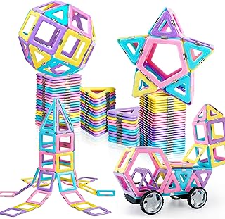 MAGBLOCK 103-Piece Upgraded Magnetic Tiles: Extensive Building Set for Ages 3+