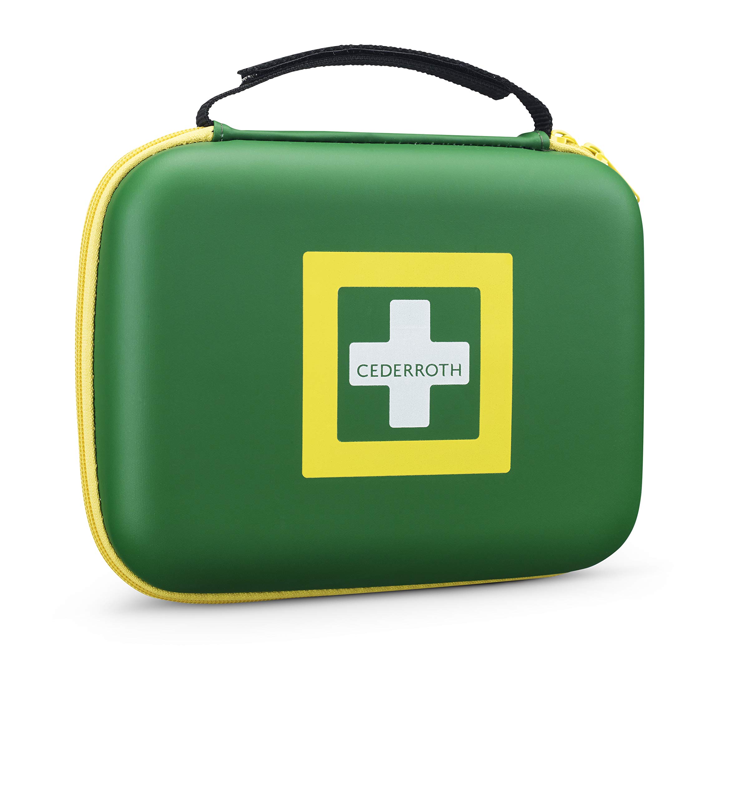 Cederroth ® | First Aid Kit Medium | Kit de primeros auxilios bien equipado y hecho de un material resistente tipo caucho, con una práctica asa y una tira de cierre de velcro ajustable