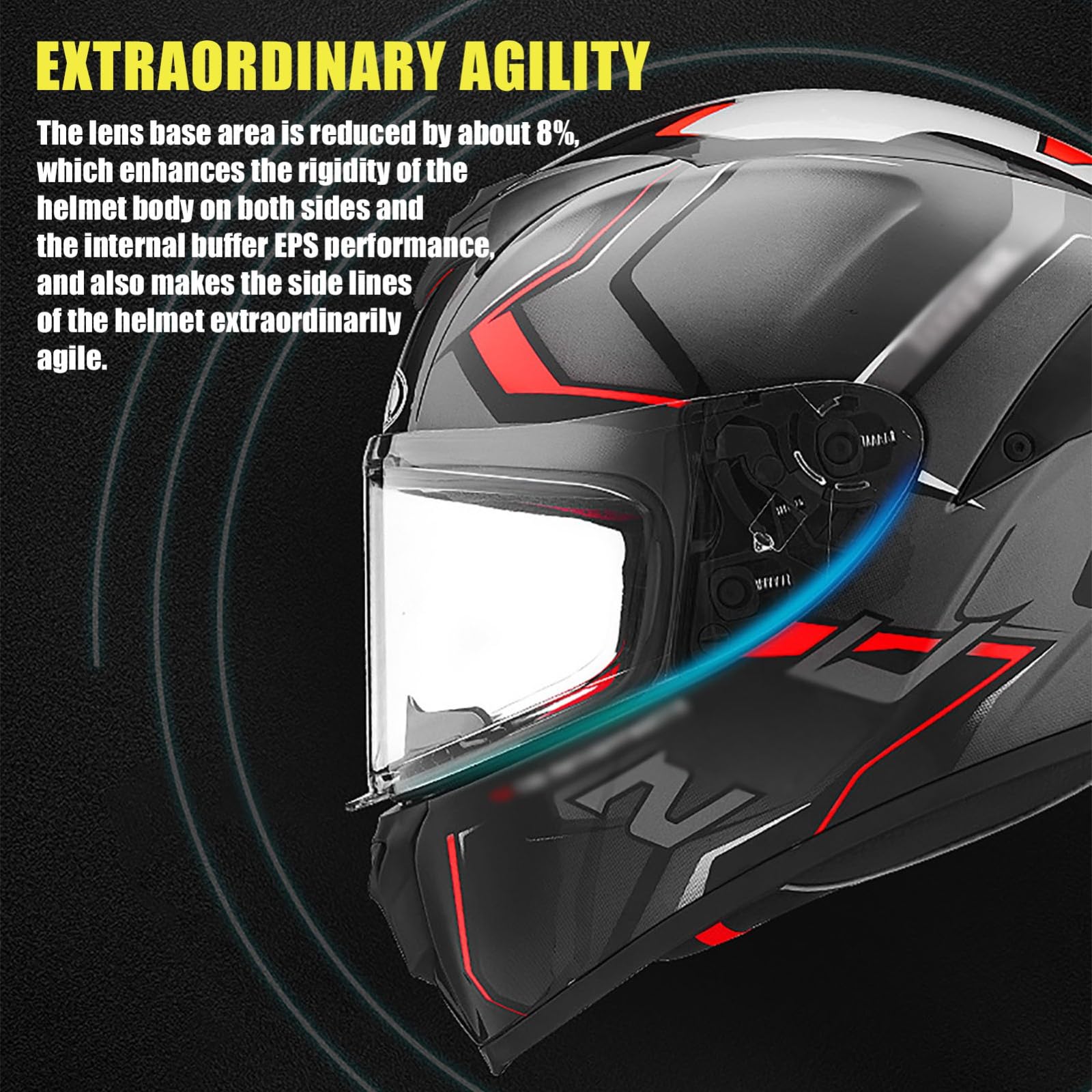 Kaski motocyklowe, Kask motocyklowy integralny ECE 22.06 Zatwierdzony dla mężczyzn i kobiet do jazdy na rowerze szosowym, skuterze, motorowerze(K,L/(56~57cm))