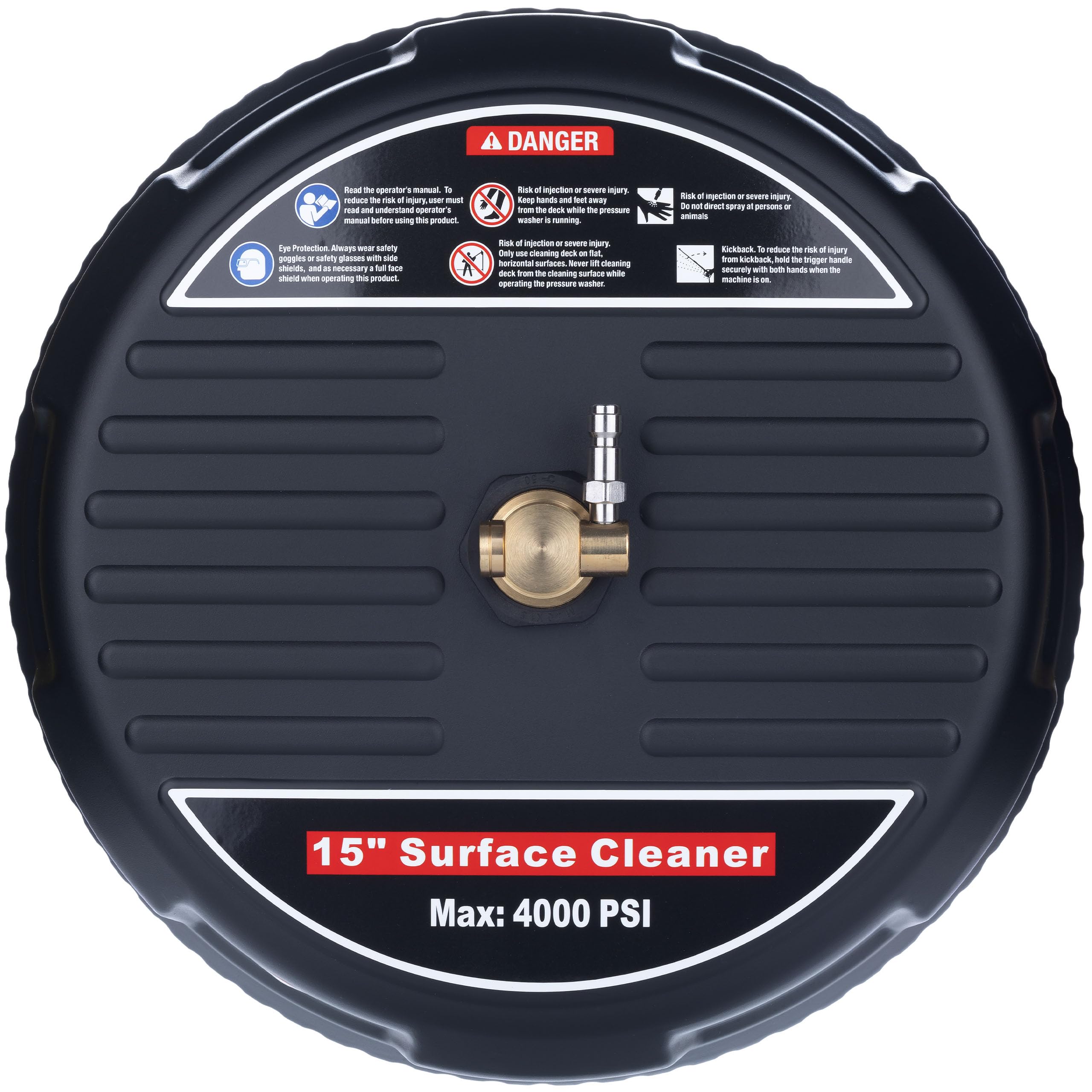 Limpiador de superficies T-Racer de 15 pulgadas, cepillo de limpieza de alta presión con acoplamiento rápido de 1/4", boquillas giratorias de acero inoxidable, 450-650 l/h, 160 bar, 60 °C, terrazas