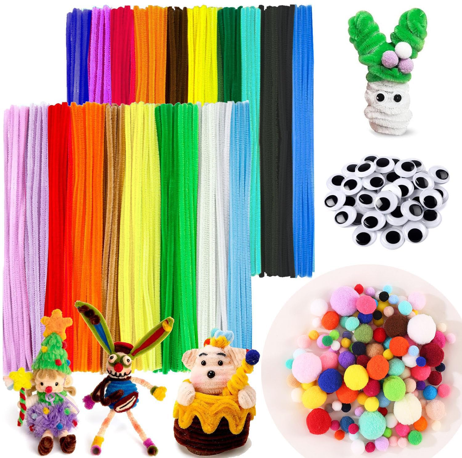 Amazon.co.jp: 手芸モール 約200本 20色 ふわふわ 高密度 6mm 30cm