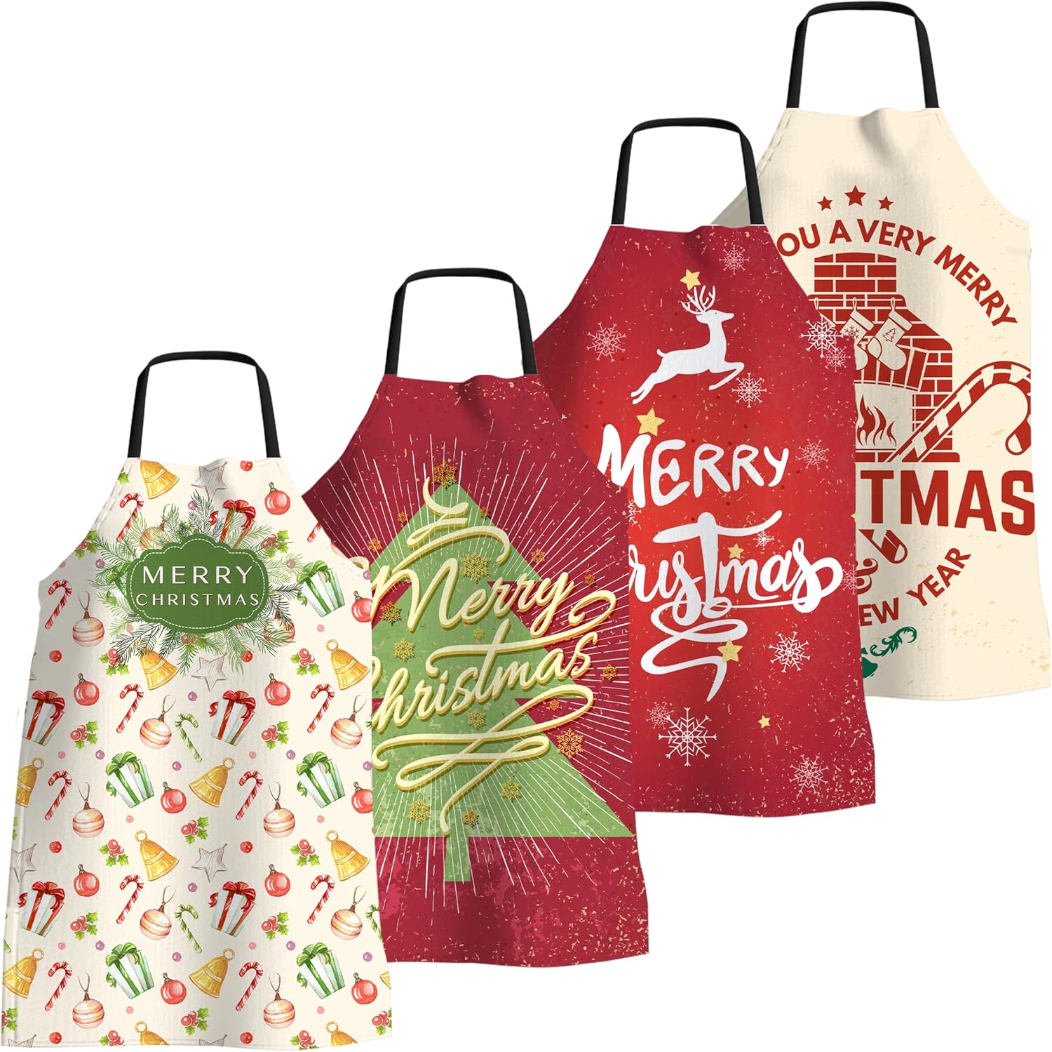 4 Pack Funny Christmas Kitchen Aprons for Women Men Adjustable Cooking Chef Aprons Waterproof Bib Aprons Cute Xmas Party Gift 4 Pack Funny Christmas Kitchen Aprons for Women Men Adjustable Cooking Chef Aprons Waterproof Bib Aprons Cute Xmas Party Gift