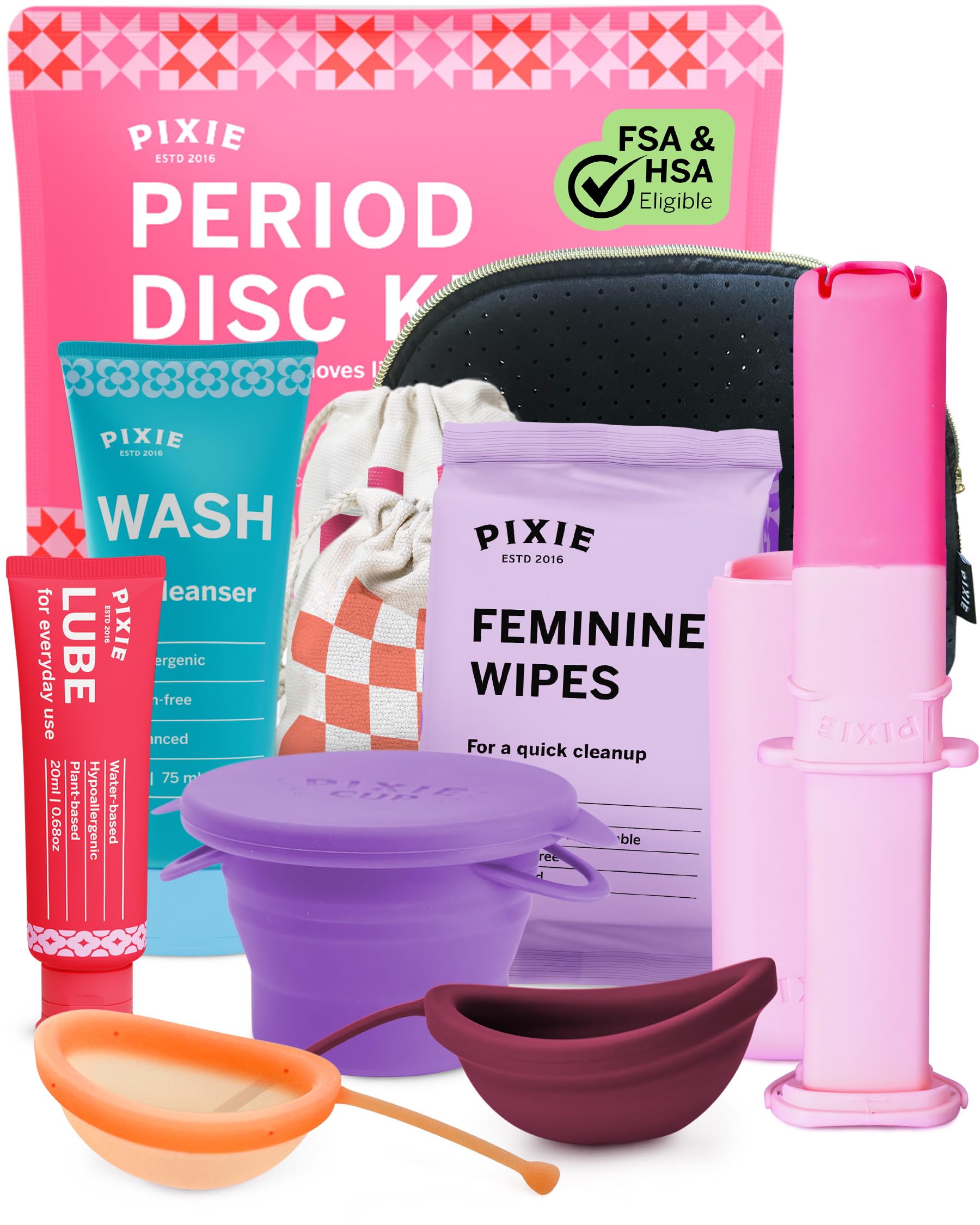 Pixie Menstrual Disc Kit - No Metals or Toxins - 100% Medical-Grade Silicone - Best Period Disc Starter Kit - Removes Like a Tampon - Proven to Become A Successful Menstrual Disc User