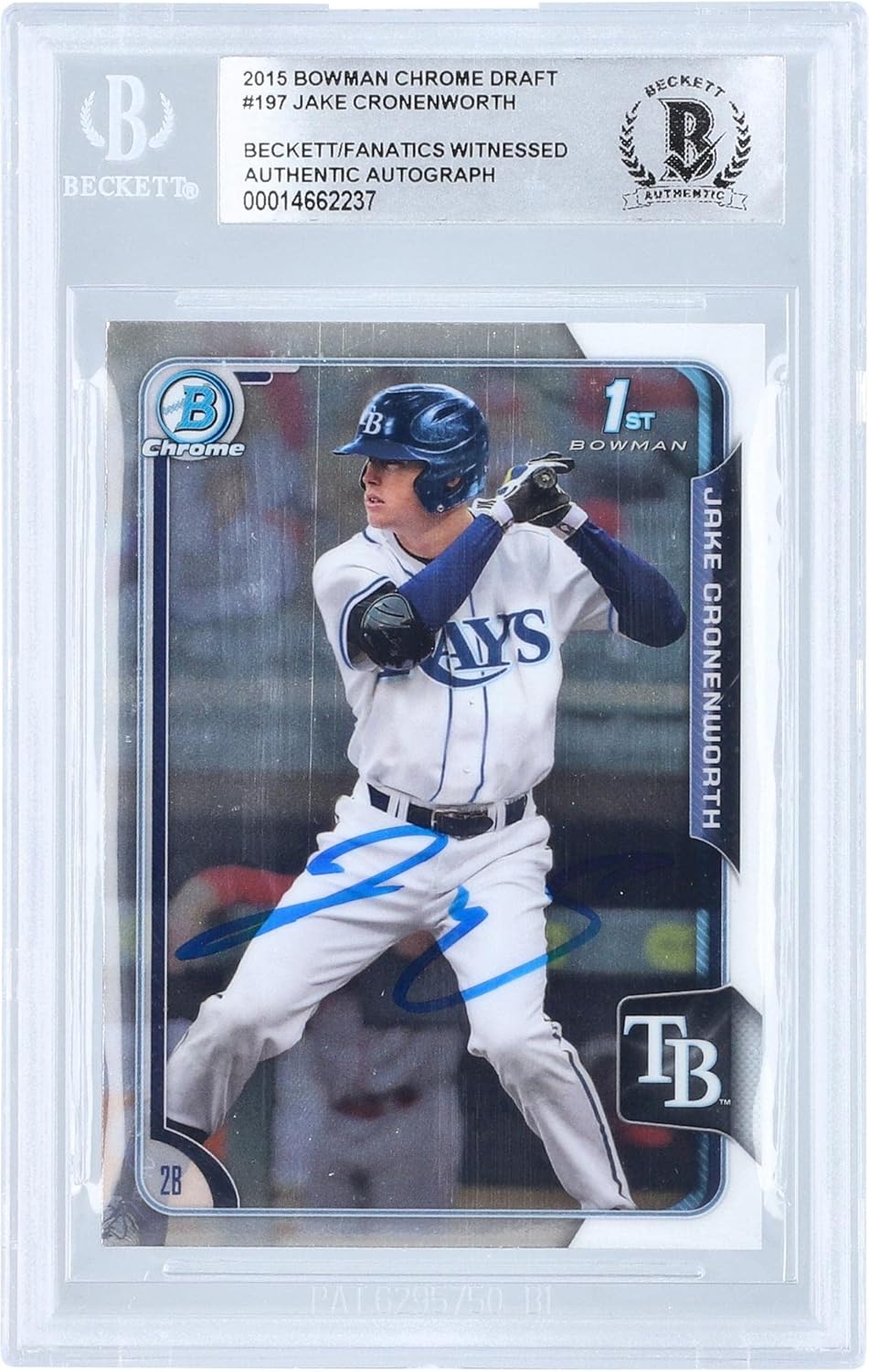 Jake Cronenworth Tampa Bay Rays Autographed 2015 Bowman Draft Chrome MLB #197 Beckett Fanatics Witnessed Authenticated Card - Baseball Slabbed Autographed Cards