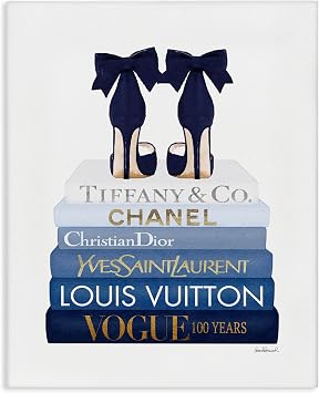 Chic Heels Bookstack Glam, 16 x 20 Inch Canvas Wall Art | Stupell Industries By Amanda Greenwood Ready to hang Fashion forward decor for bedroom or office Made in USA