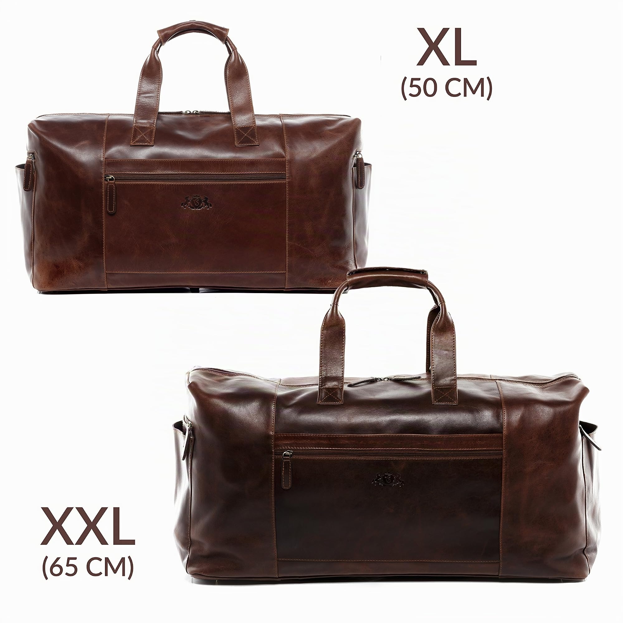 SID & VAIN Bolso de viaje cuero para hombre I Bolso de deporte fin de semana I Maletín viaje Weekender, Equipaje de mano cabina BRISTOL hecho a mano