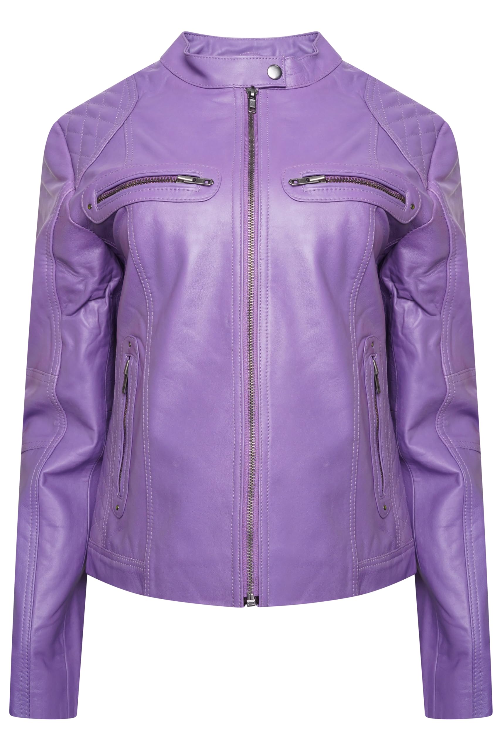 PAUL BERMAN Pelle D’annata Ladies Real Leather Biker Jacket in Purple 10