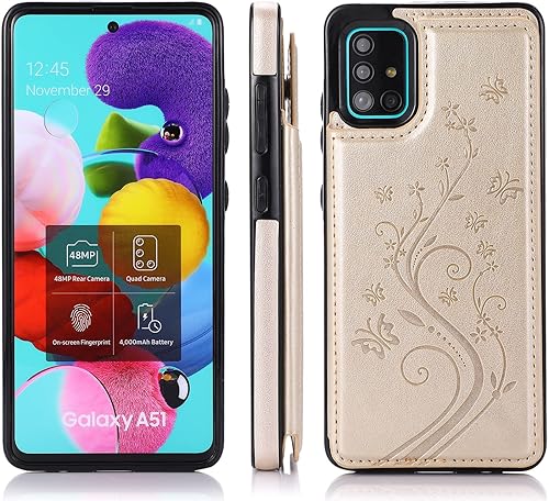 Vista 38 de Funda de teléfono para Samsung Galaxy A51 4G con protector de pantalla de vidrio templado, tarjetero con soporte para tarjetero, soporte para celda