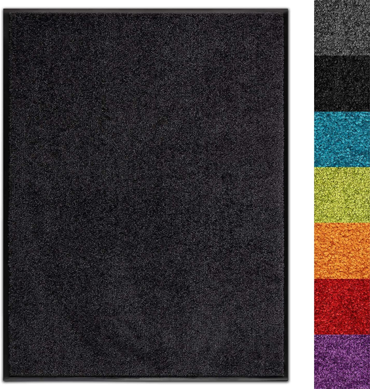 KARAT - Tapis Anti-salissures - Paillasson de Porte Lavable et Ultra Absorbant - Tapis de Porte Dos et Surface antidérapant - Use&Wash, 120 x 180 cm, Noir 1000