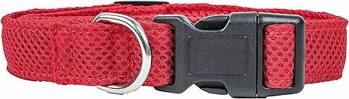 Miniatura 3 de Pet Life  'Aero Mesh' Collar ajustable de doble cara, cómodo y transpirable, collar de malla para perro con anillo de conexión de correa de acero
