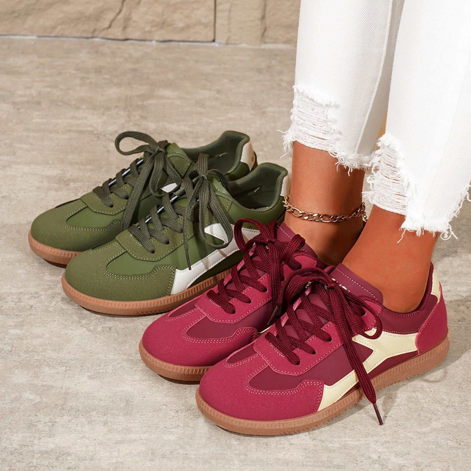Generisch Scarpe da ginnastica da donna per il tempo libero, stile retrò, classiche e alla moda | Scarpe sportive con lacci, per tennis e skateboard, antiscivolo, leggere, comode scarpe estive per il lavoro