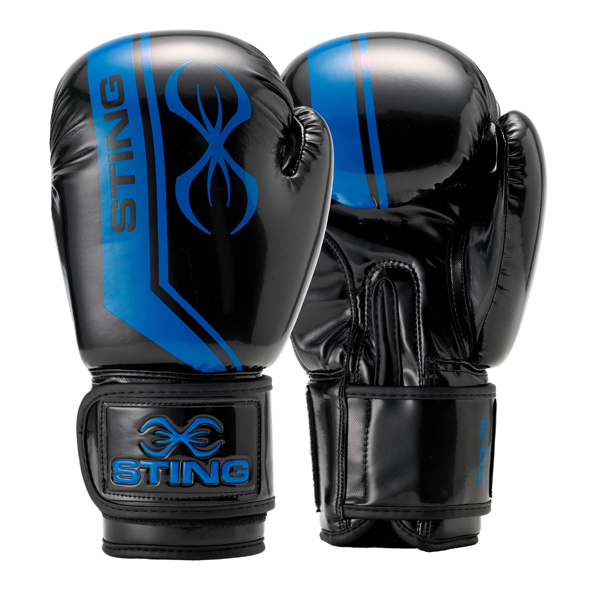STING Armalite Boxing Gloves, High-Tech Gloves for Boxing, MMA, Muay Thai, and More, Durable Boxing Gloves for Men and Women, Boxing Equipment, Black/Blue, 16 Oz.