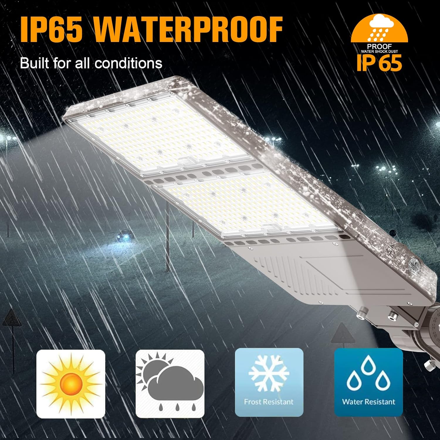 NGT 320W LED Parking Light with Photocell, UL DLC Listed LED Shoebox Pole Light Outdoor, 5000K IP65 Commercial Street Area Security Lighting, LED Flood Light for Yard|Roadway, AC100-277V (Slip Fit)