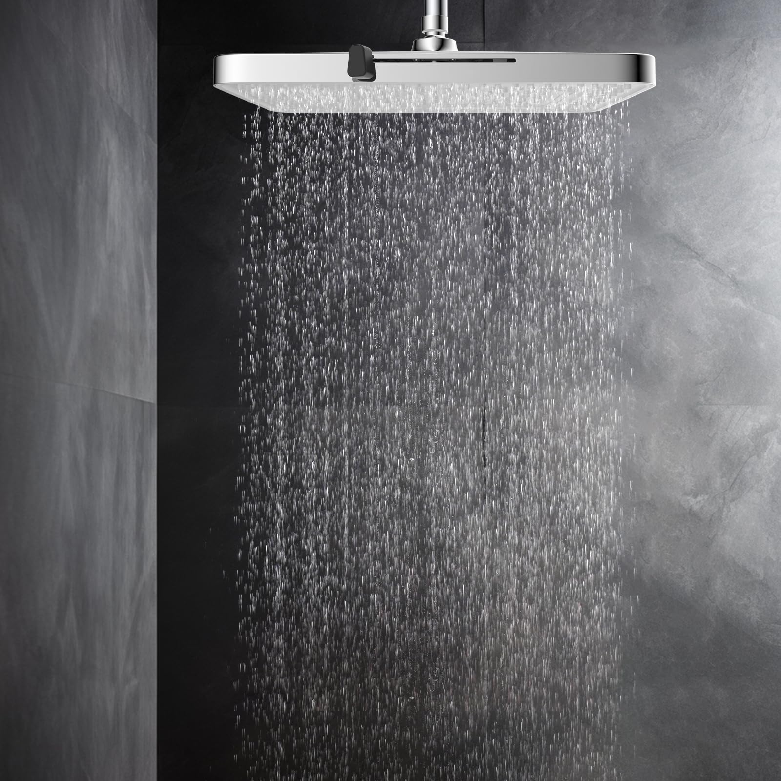 Hibbent Regen-Duschköpfe, 13 Zoll, 5 Sprüher Regenfall-Duschkopf, quadratische Einbau-Duschköpfe, schwenkbarer Strahlwinkel, üppiges Duscherlebnis, einfache Installation,Weiß