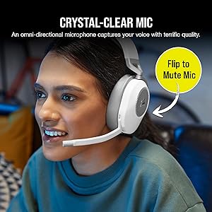 Corsair HS65 Wireless Multiplatform Gaming Headset with Bluetooth - Dolby Audio 7.1 - Omni-Directional Microphone - iCUE Compatible - PC, Mac, PS5, PS4, Mobile - White