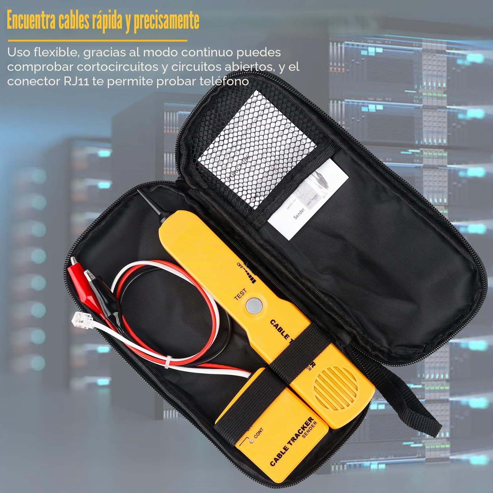 Probador de Circuito y Trazador de Cables, Generador de Tono, Probador de Cable de Red Enchufe RJ-11, Búsqueda y Localización, Continuidad del Circuito de Prueba