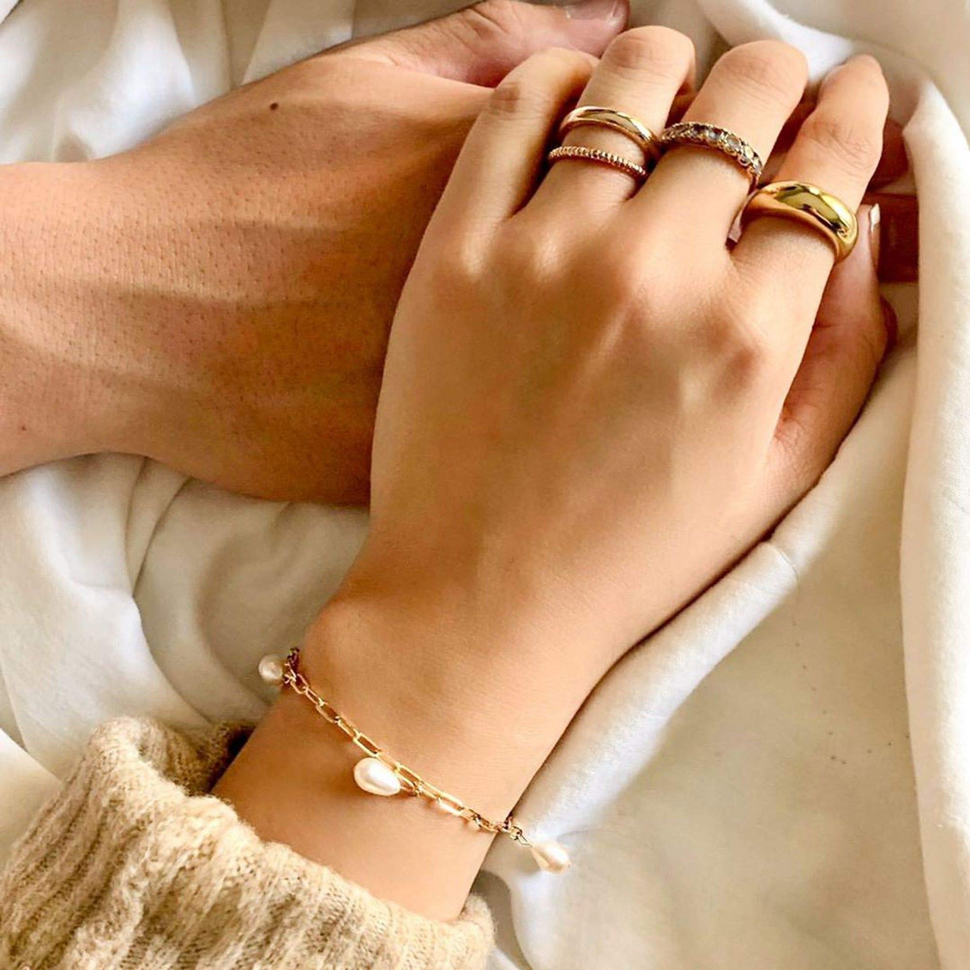 Anillo grueso de cúpula para mujer, anillo chapado en oro de 14 quilates, talla 5-8.5, latín, 9, 14k dorado, MIAZ-DOME RING-G9 4
