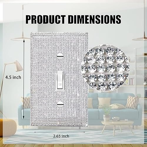 Miniatura 2 de Gaocai 1 placa de pared de diamantes de imitación plateados brillantes, cubierta de interruptor de luz, cubierta de interruptor de placa de pared,