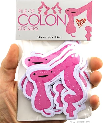 Miniatura 4 de I Heart Guts Pegatinas de pila de colon  15 calcomanías de colon  Divertido paquete de calcomanías de vinilo de órgano digestivo para laptops,