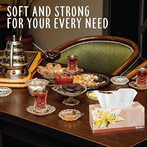 Vista 2 de Reeflex Premium Facial Tissues 230 Sheets Per Box, 2-Ply Soft Touch, Gentle and Durable in A Stylish Box - 4 Total Boxes, 920 Sheets Family Pack