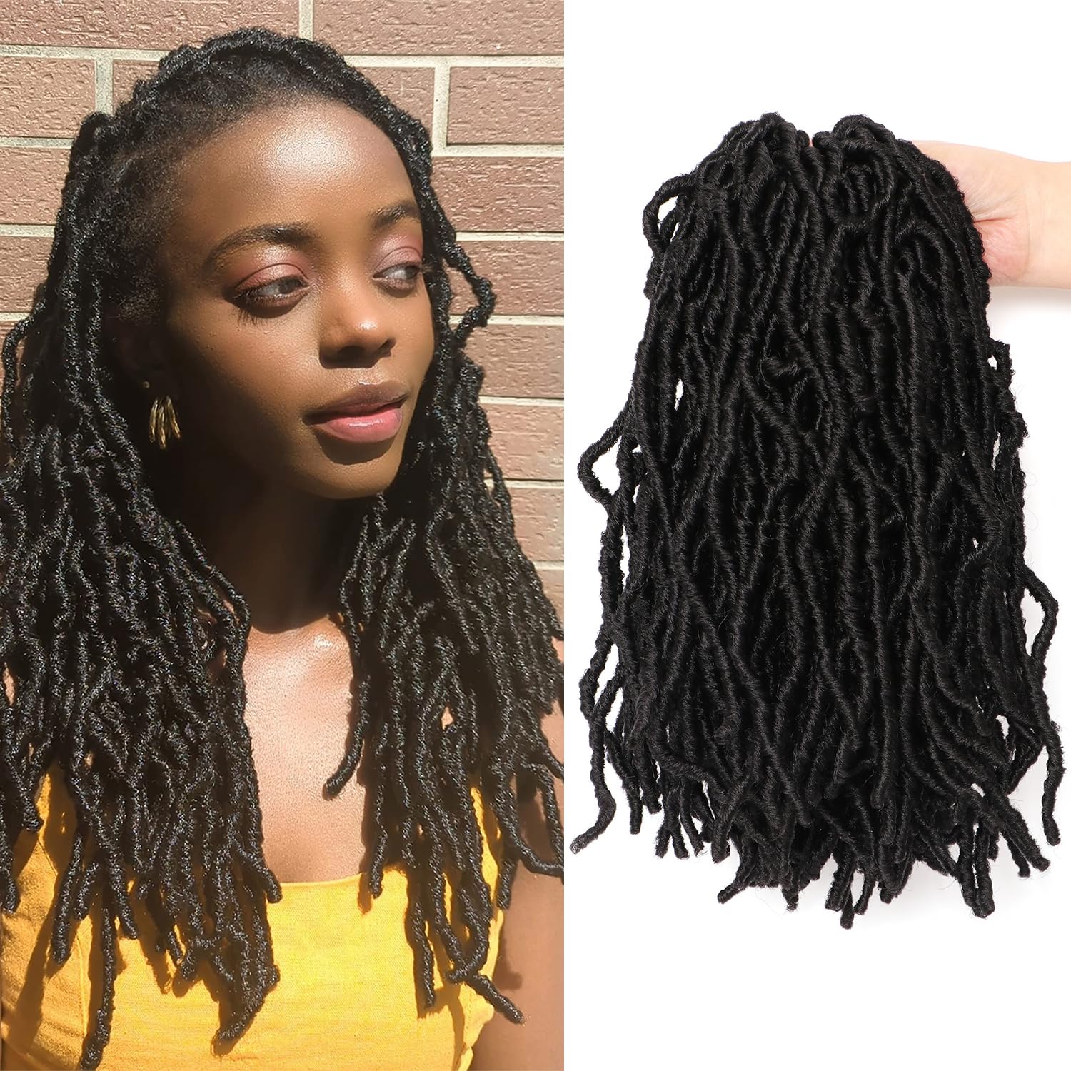 8 Packs Faux Locs Crochet Hair Extensions for Black Women Soft Locs Crochet Braids Hair Extensions (#1B, 12Inch (Pack of 8))
