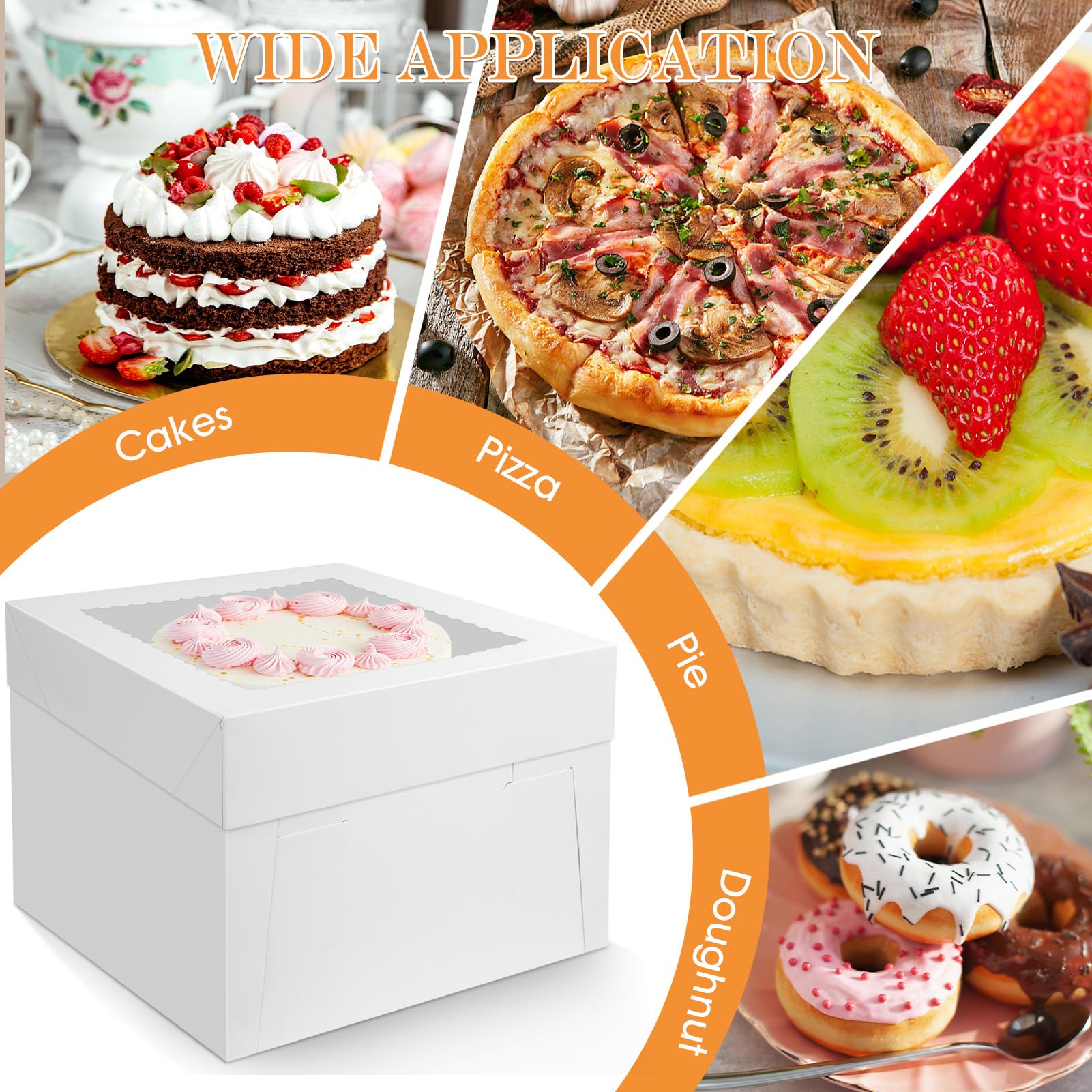 BrandNewCake® Taartdoos - 35x35x15 cm - Taartdoos Karton - Cakedoos - 3 Stuks - Wit