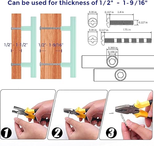 Miniatura 29 de Ravinte - 30 manijas de acero inoxidable para armario de cocina, 5 pulgadas de largo, agujero de 3 pulgadas, rosado