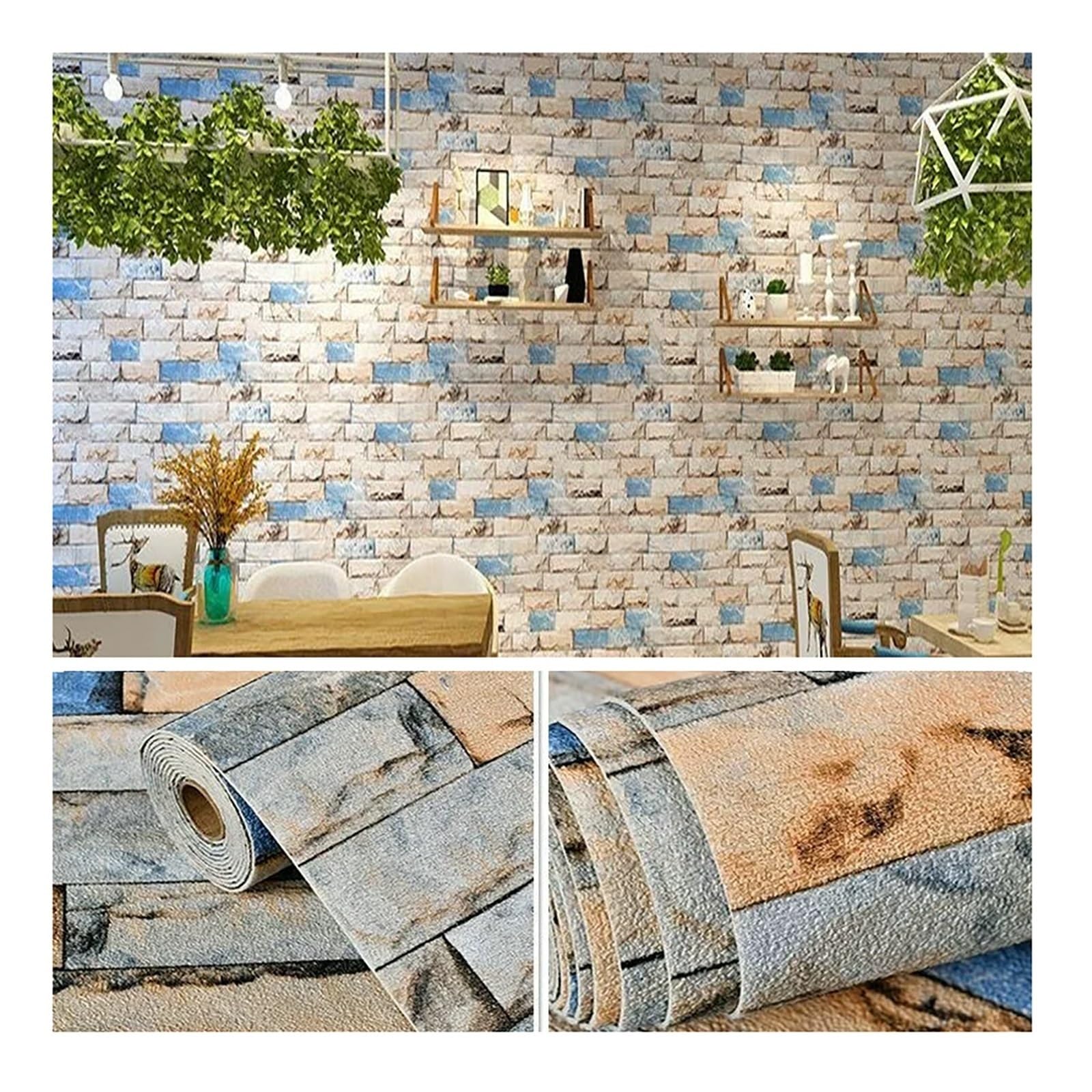 Papier peint bleu autocollant 50cm x 10m pour un intérieur moderne