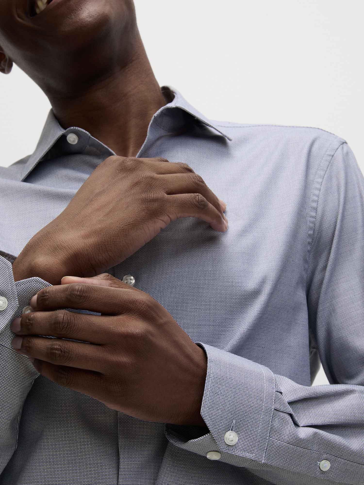 Marks & Spencer Camisa Texturizada de Algodón Puro Fácil de Planchar para Hombre, Ajuste Normal