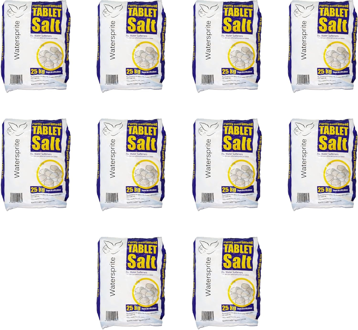 10 x Water Softener Salt Tablets 25kg Bag Suitable For All Brands Of Softener. Premium Quality