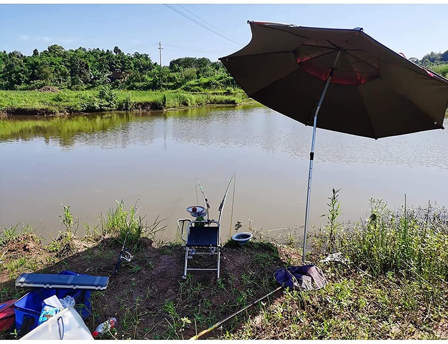 LNNW Parasol wędkarski, przenośna składana plaża parasol odporność na wiatr Duży parasol na zewnątrz Wędkarstwo parasol (Size : 2.6m)