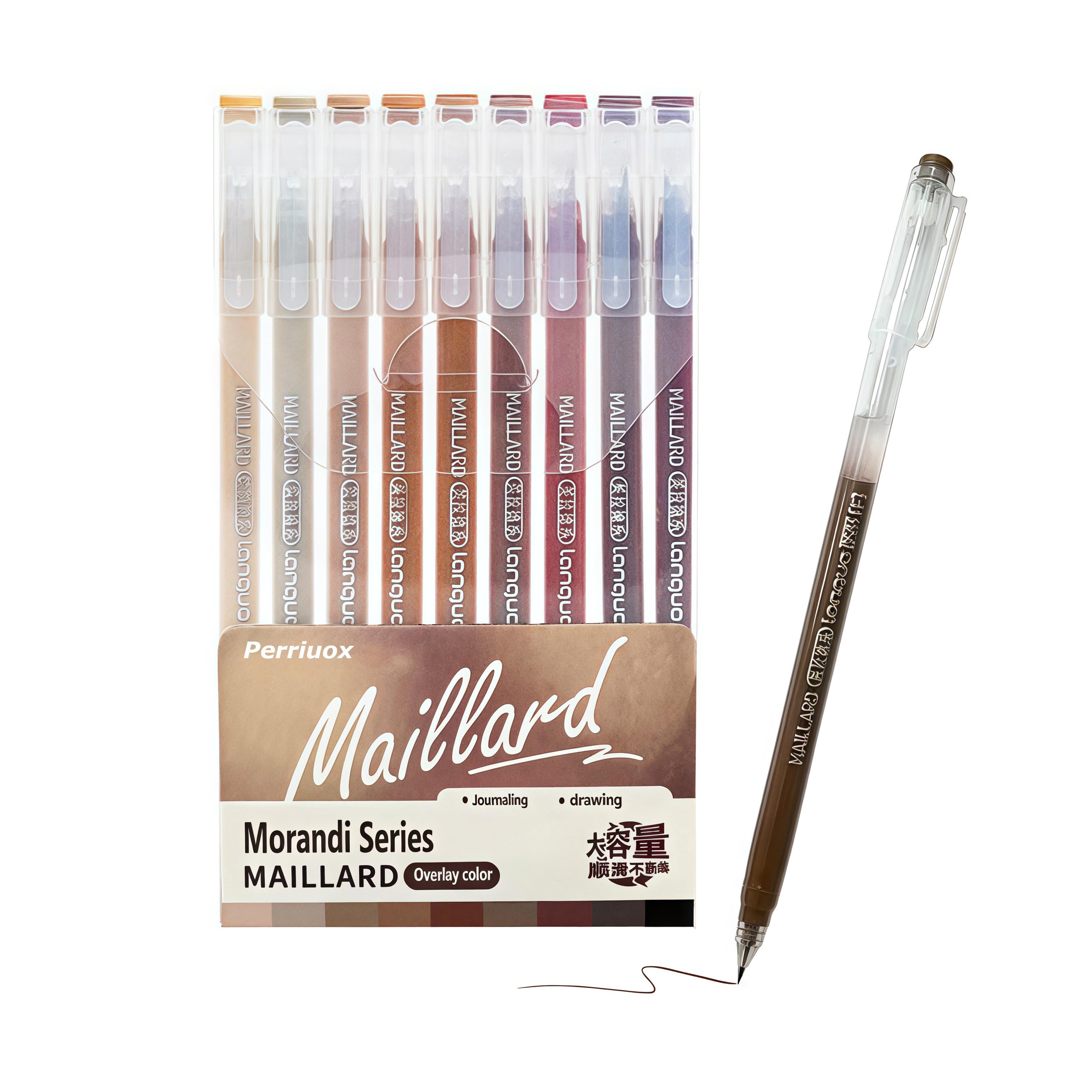 Perriuox 9 Colored Gel Pens Set, 0.5mm Fine Point for Black & White Paper, Cute Pens for Journaling, Adult Coloring Books, Bible, Drawing, Note Taking, School Supplies (Murad Colors, count, 9) — image 1