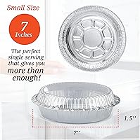 Vista 2 de Spare Essentials Paquete de 55 sartenes redondas de aluminio de 7 pulgadas con tapas, sartenes de papel de aluminio con tapas transparentes