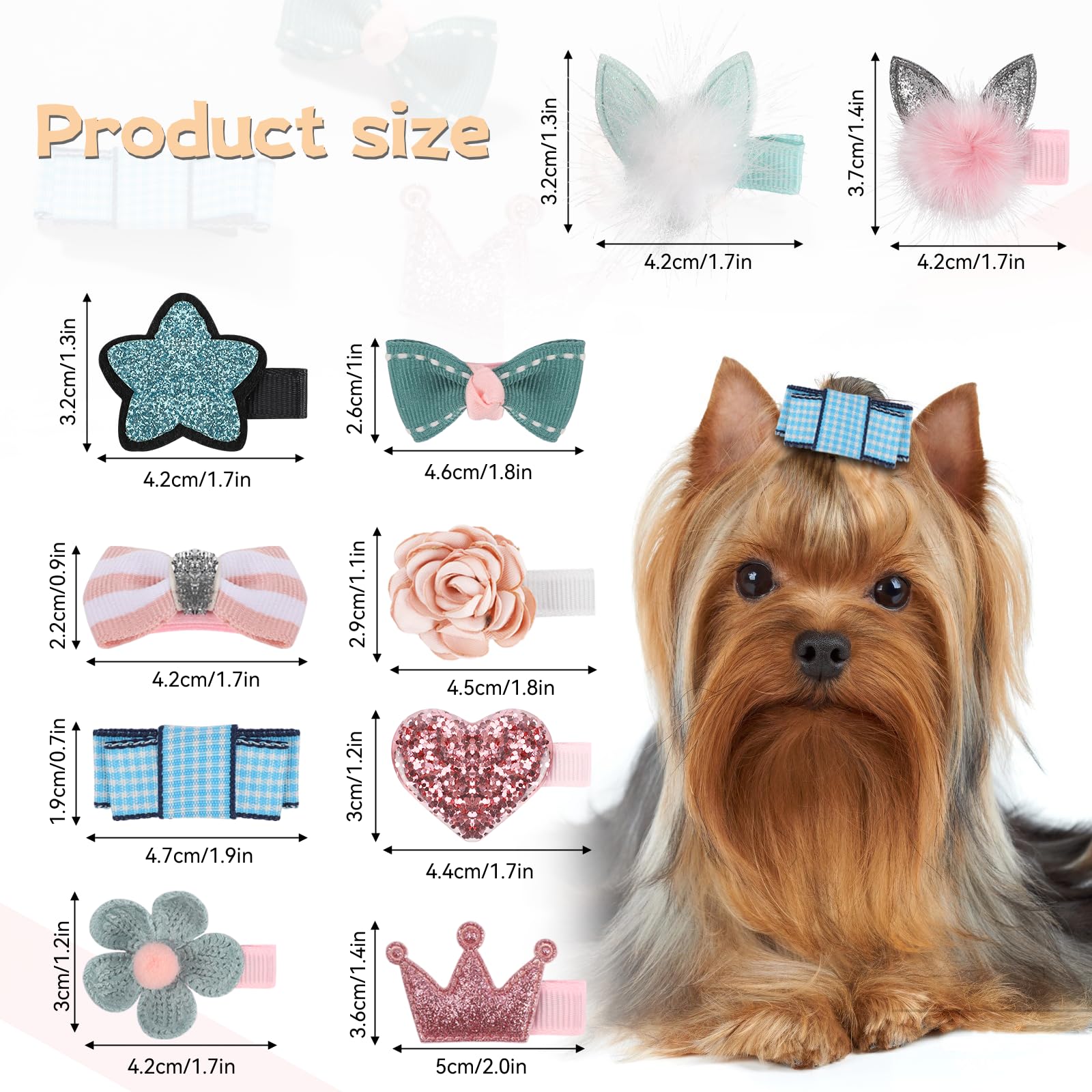 10 Pcs Dog Hair Clips Small Dog Hair Bows Cat Cute Bow Flower Crown Hairpin Head Flower Hairpins Pet Headdress Grooming Bowknot for Puppies Kitten