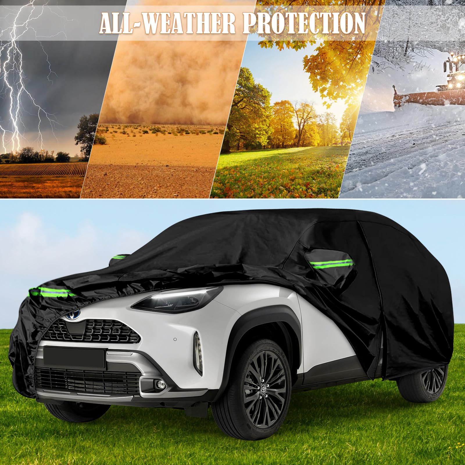 Telo Copriauto Impermeabile Compatibile con 2020-2024 Toyota Yaris Cross, Telo Copri Auto, Copertura Auto Per Esterno protezione da sole, neve, pioggia, polvere con cerniera e fasce antivento