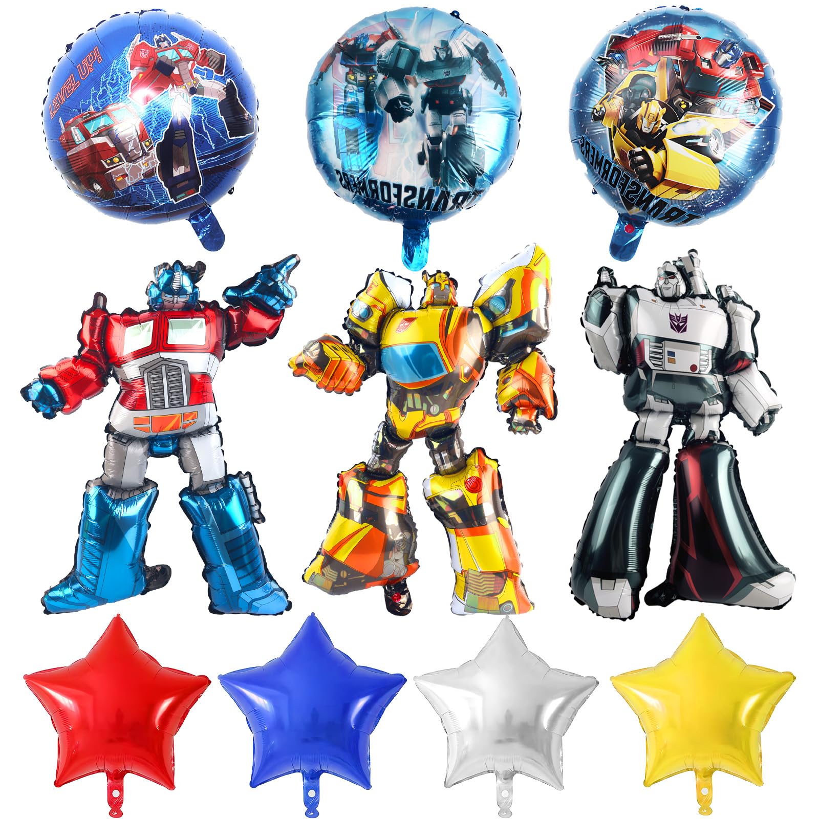 10PCS Cartoon Party Balloons, Cartoon Foil Balloons Deformed Cars Theme Theme Birthday Decorations Set, Party Supplies for Kids Boys Girls Happy Birthday Party Decorations