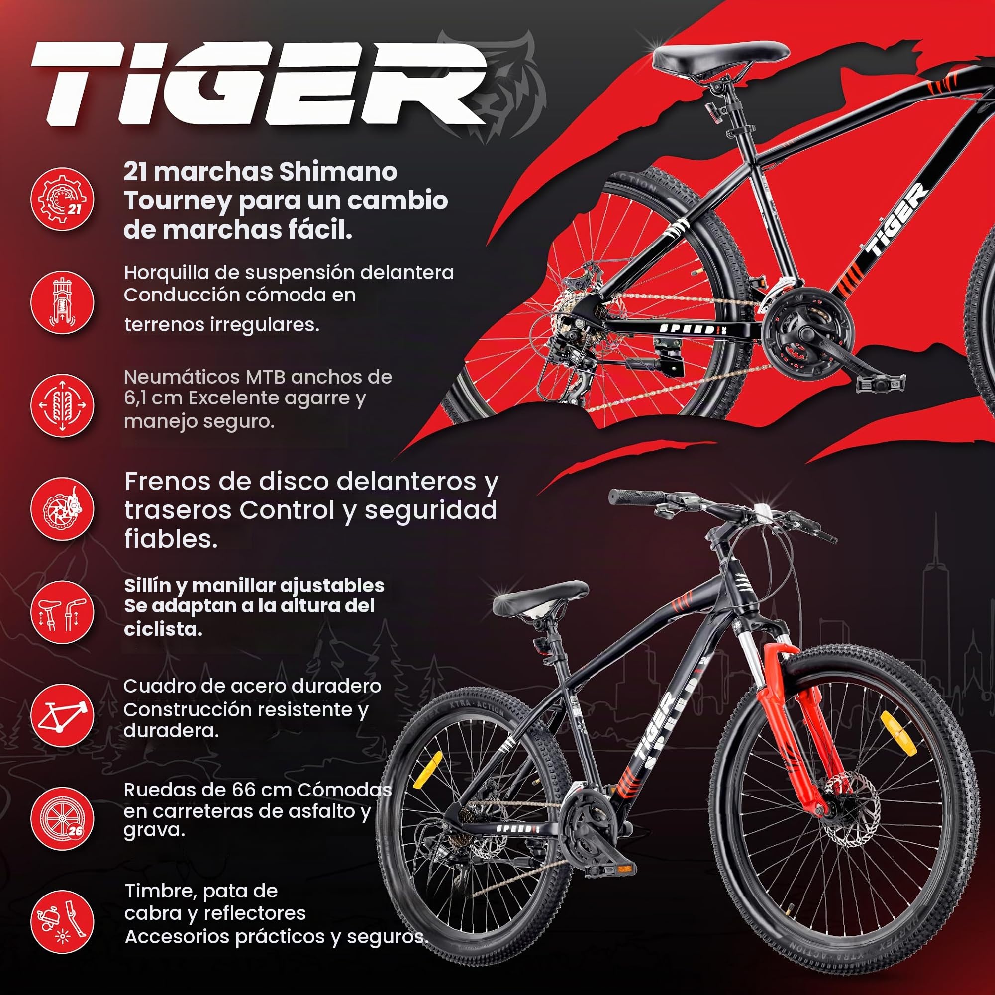 sun baby Tiger Bike MTB 26" 7 o 21 velocidades