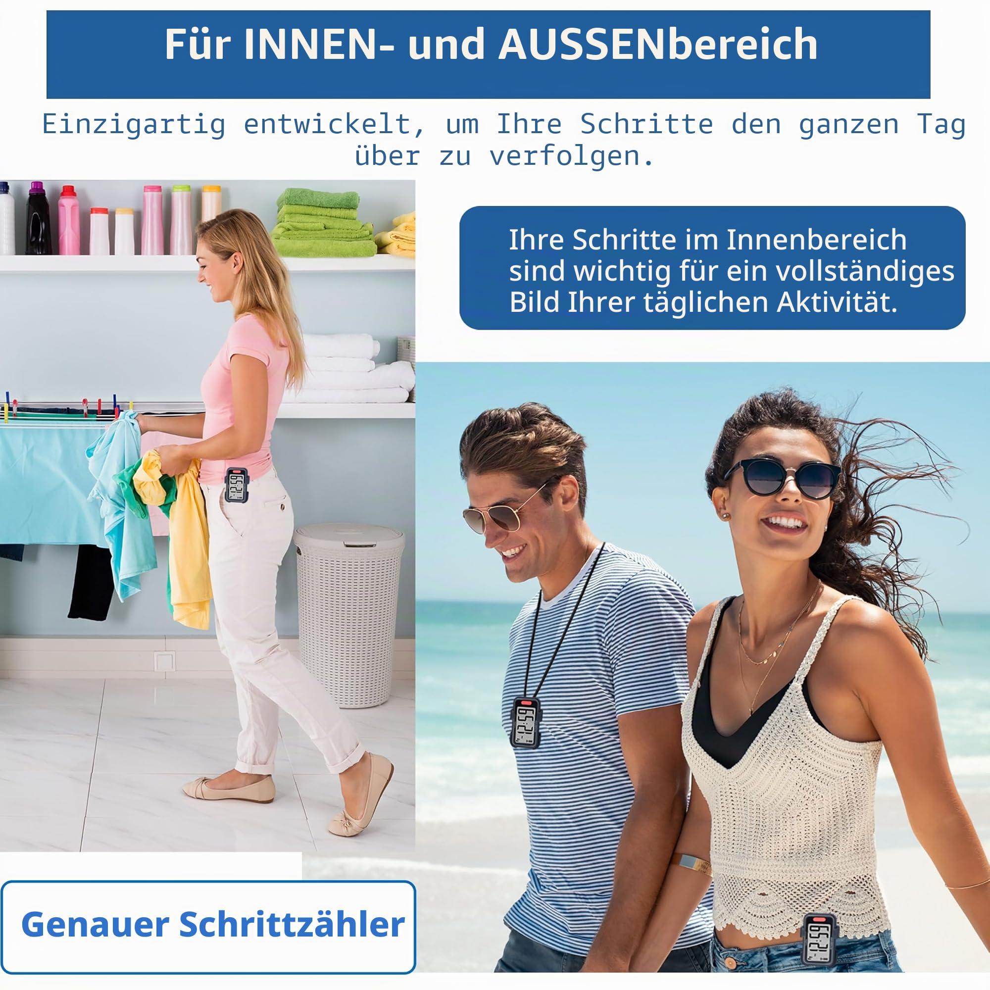 CoolFire - Clip-On 3D Schrittzähler Schrittzähler für Schritte, Meilen & Kalorien | Funktioniert allein oder mit optionaler App | Genauer Indoor- & Outdoor-Fitness-Tracker für Männer, Frauen, Senioren